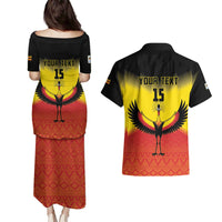 Custom Uganda Football Couples Matching Puletasi and Hawaiian Shirt Go Cranes Go - Wonder Print Shop