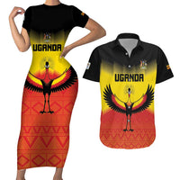 Custom Uganda Football Couples Matching Short Sleeve Bodycon Dress and Hawaiian Shirt Go Cranes Go - Wonder Print Shop