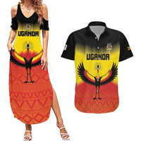 Custom Uganda Football Couples Matching Summer Maxi Dress and Hawaiian Shirt Go Cranes Go - Wonder Print Shop