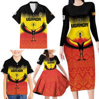 Custom Uganda Football Family Matching Long Sleeve Bodycon Dress and Hawaiian Shirt Go Cranes Go - Wonder Print Shop
