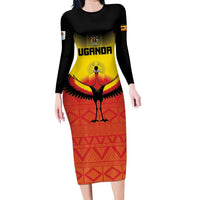 Custom Uganda Football Family Matching Long Sleeve Bodycon Dress and Hawaiian Shirt Go Cranes Go - Wonder Print Shop