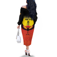 Custom Uganda Football Family Matching Off The Shoulder Long Sleeve Dress and Hawaiian Shirt Go Cranes Go - Wonder Print Shop