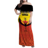 Custom Uganda Football Family Matching Off Shoulder Maxi Dress and Hawaiian Shirt Go Cranes Go - Wonder Print Shop