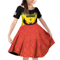 Custom Uganda Football Family Matching Off Shoulder Short Dress and Hawaiian Shirt Go Cranes Go - Wonder Print Shop