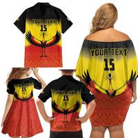 Custom Uganda Football Family Matching Off Shoulder Short Dress and Hawaiian Shirt Go Cranes Go - Wonder Print Shop