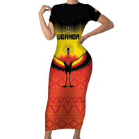 Custom Uganda Football Family Matching Short Sleeve Bodycon Dress and Hawaiian Shirt Go Cranes Go - Wonder Print Shop
