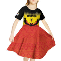 Custom Uganda Football Kid Short Sleeve Dress Go Cranes Go - Wonder Print Shop