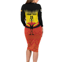 Custom Uganda Football Long Sleeve Bodycon Dress Go Cranes Go - Wonder Print Shop