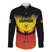 Custom Uganda Football Long Sleeve Button Shirt Go Cranes Go - Wonder Print Shop