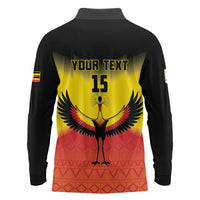 Custom Uganda Football Long Sleeve Polo Shirt Go Cranes Go - Wonder Print Shop