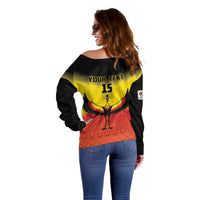 Custom Uganda Football Off Shoulder Sweater Go Cranes Go - Wonder Print Shop