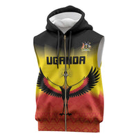 Custom Uganda Football Sleeveless Zip Hoodie Go Cranes Go - Wonder Print Shop
