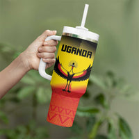 Custom Uganda Football Tumbler With Handle Go Cranes Go - Wonder Print Shop
