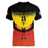 Custom Uganda Football Women V-Neck T-Shirt Go Cranes Go - Wonder Print Shop