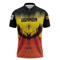 Custom Uganda Football Zipper Polo Shirt Go Cranes Go - Wonder Print Shop