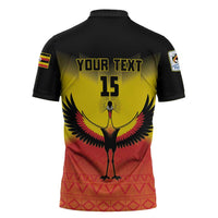 Custom Uganda Football Zipper Polo Shirt Go Cranes Go - Wonder Print Shop