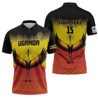 Custom Uganda Football Zipper Polo Shirt Go Cranes Go - Wonder Print Shop