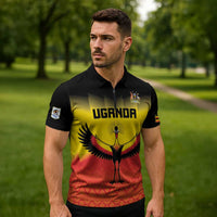 Custom Uganda Football Zipper Polo Shirt Go Cranes Go - Wonder Print Shop