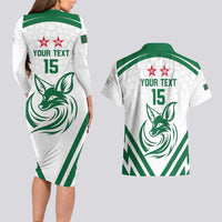 Custom Algeria Football Couples Matching Long Sleeve Bodycon Dress and Hawaiian Shirt Go Fennecs Go - Wonder Print Shop