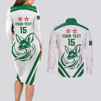 Custom Algeria Football Couples Matching Long Sleeve Bodycon Dress and Long Sleeve Button Shirt Go Fennecs Go - Wonder Print Shop