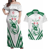 Custom Algeria Football Couples Matching Off Shoulder Maxi Dress and Hawaiian Shirt Go Fennecs Go - Wonder Print Shop