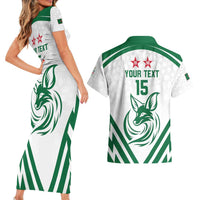 Custom Algeria Football Couples Matching Short Sleeve Bodycon Dress and Hawaiian Shirt Go Fennecs Go - Wonder Print Shop