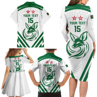 Custom Algeria Football Family Matching Long Sleeve Bodycon Dress and Hawaiian Shirt Go Fennecs Go - Wonder Print Shop