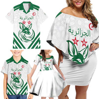Custom Algeria Football Family Matching Off Shoulder Short Dress and Hawaiian Shirt Go Fennecs Go - Wonder Print Shop
