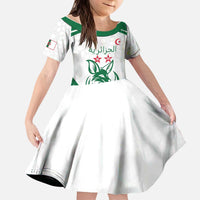 Custom Algeria Football Kid Short Sleeve Dress Go Fennecs Go - Wonder Print Shop