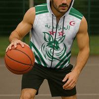 Custom Algeria Football Sleeveless Zip Hoodie Go Fennecs Go - Wonder Print Shop