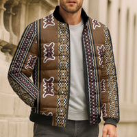 Mali Bologan Mud Cloth Pattern Bomber Puffer Jacket - Wonder Print Shop