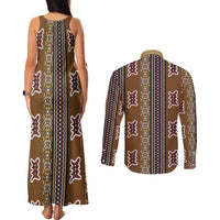 Mali Bologan Mud Cloth Pattern Couples Matching Tank Maxi Dress and Long Sleeve Button Shirt - Wonder Print Shop