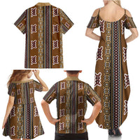 Mali Bologan Mud Cloth Pattern Family Matching Summer Maxi Dress and Hawaiian Shirt - Wonder Print Shop