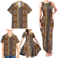 Mali Bologan Mud Cloth Pattern Family Matching Tank Maxi Dress and Hawaiian Shirt - Wonder Print Shop