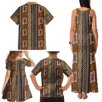 Mali Bologan Mud Cloth Pattern Family Matching Tank Maxi Dress and Hawaiian Shirt - Wonder Print Shop