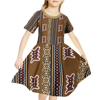 Mali Bologan Mud Cloth Pattern Kid Short Sleeve Dress - Wonder Print Shop