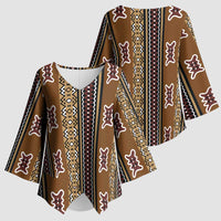Mali Bologan Mud Cloth Pattern Kimono Sleeve Blouse - Wonder Print Shop