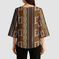Mali Bologan Mud Cloth Pattern Kimono Sleeve Blouse - Wonder Print Shop