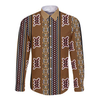 Mali Bologan Mud Cloth Pattern Long Sleeve Button Shirt - Wonder Print Shop