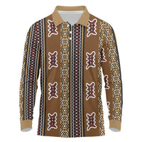 Mali Bologan Mud Cloth Pattern Long Sleeve Polo Shirt - Wonder Print Shop