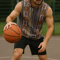 Mali Bologan Mud Cloth Pattern Sleeveless Hoodie - Wonder Print Shop