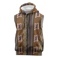 Mali Bologan Mud Cloth Pattern Sleeveless Zip Hoodie - Wonder Print Shop