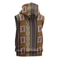 Mali Bologan Mud Cloth Pattern Sleeveless Zip Hoodie - Wonder Print Shop