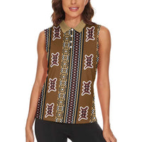 Mali Bologan Mud Cloth Pattern Women Sleeveless Polo Shirt - Wonder Print Shop