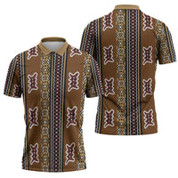 Mali Bologan Mud Cloth Pattern Zipper Polo Shirt - Wonder Print Shop
