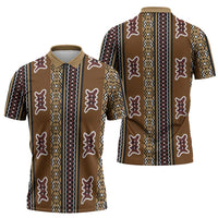 Mali Bologan Mud Cloth Pattern Zipper Polo Shirt - Wonder Print Shop