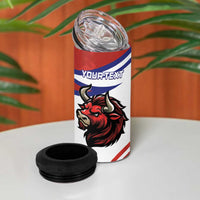 Custom Costa Rica Football 4 in 1 Can Cooler Tumbler Los Ticos With Bull Mascot - Wonder Print Shop
