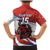 Custom Costa Rica Football Family Matching Mermaid Dress and Hawaiian Shirt Los Ticos With Bull Mascot - Wonder Print Shop