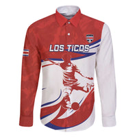 Custom Costa Rica Football Family Matching Off The Shoulder Long Sleeve Dress and Hawaiian Shirt Los Ticos With Bull Mascot - Wonder Print Shop