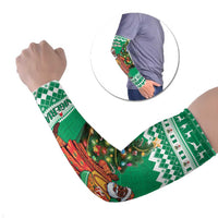 Personalized Nigeria Christmas Arm Sleeves Black Santa With Jollof Rice - Wonder Print Shop